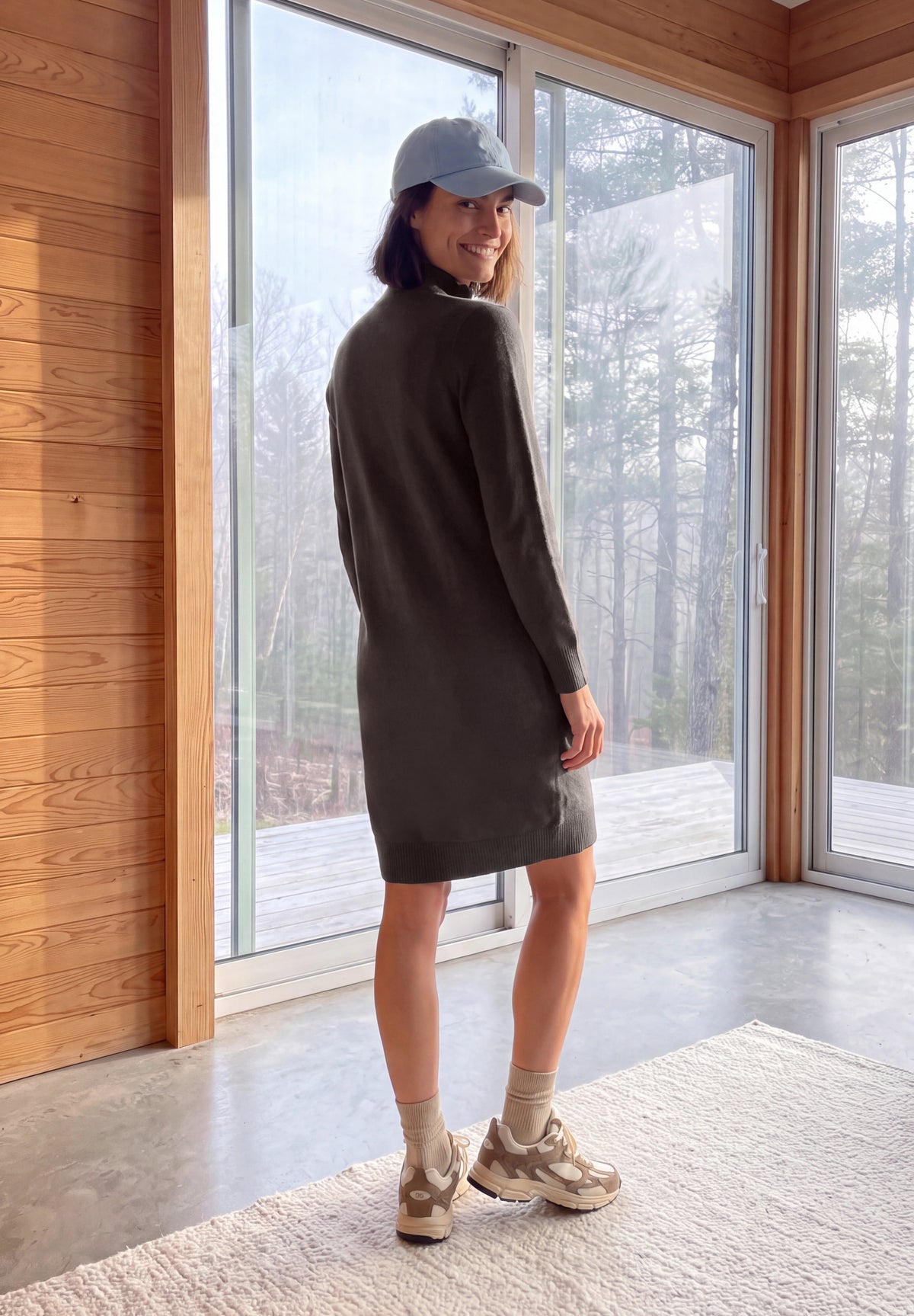 CECIL Damen Strickkleid mit Troyerkragen - Braun meliert truffle brown melange