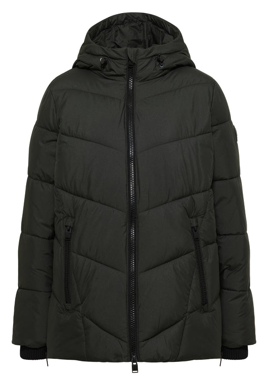 CECIL Damen Midi-Softshelljacke mit Kapuze - Olivgrün olive night
