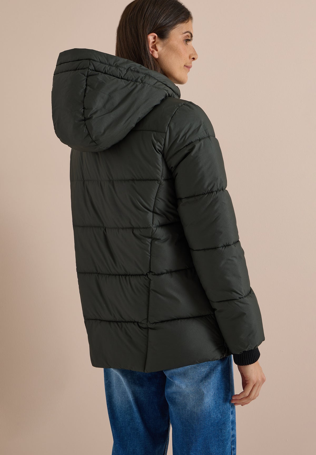 CECIL Damen Midi-Softshelljacke mit Kapuze - Olivgrün olive night