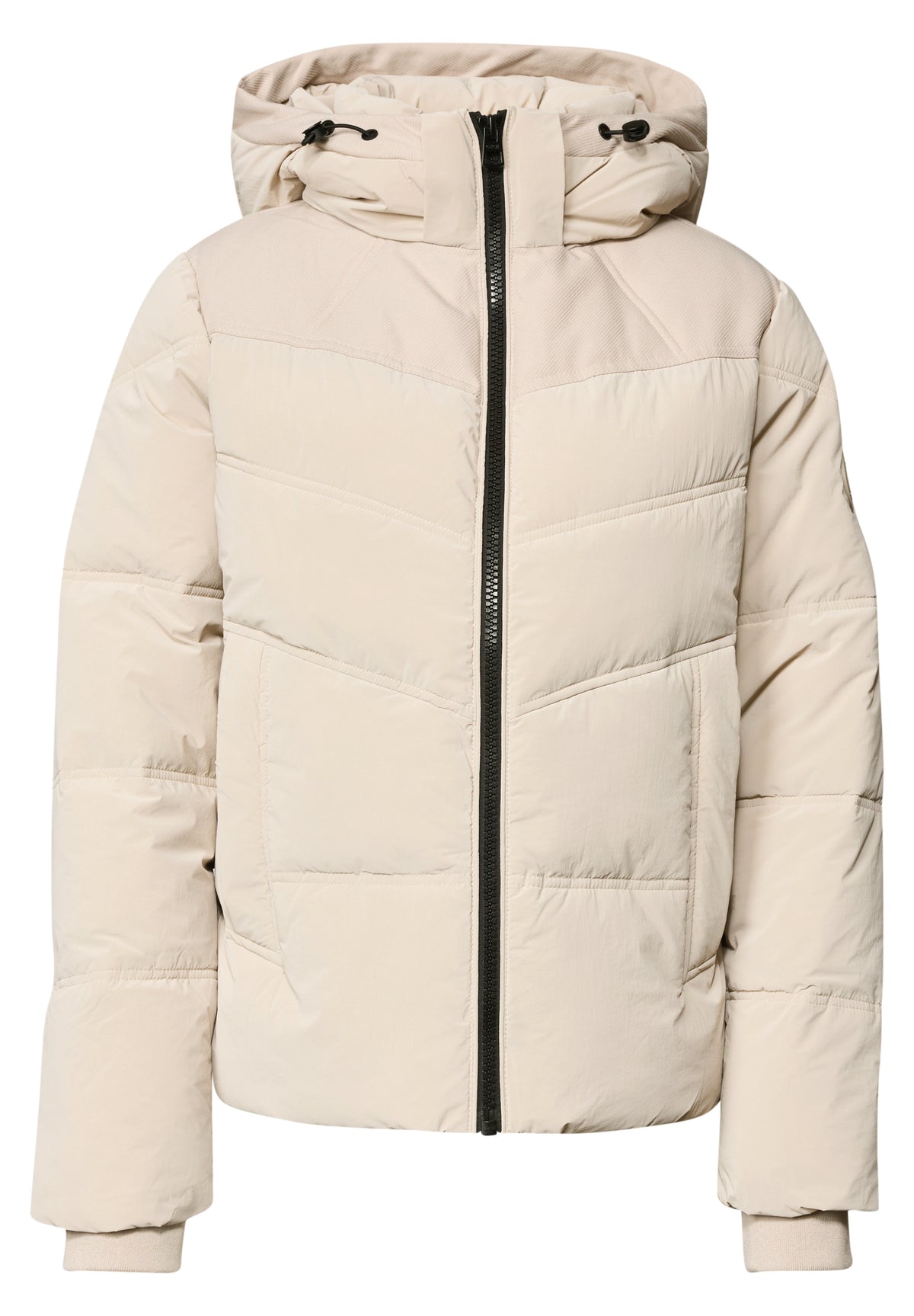 CECIL Damen Steppjacke mit Kapuze und Twilldetails - Puderbeige powder beige