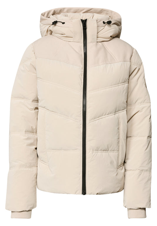 CECIL Damen Steppjacke mit Kapuze und Twilldetails - Puderbeige powder beige