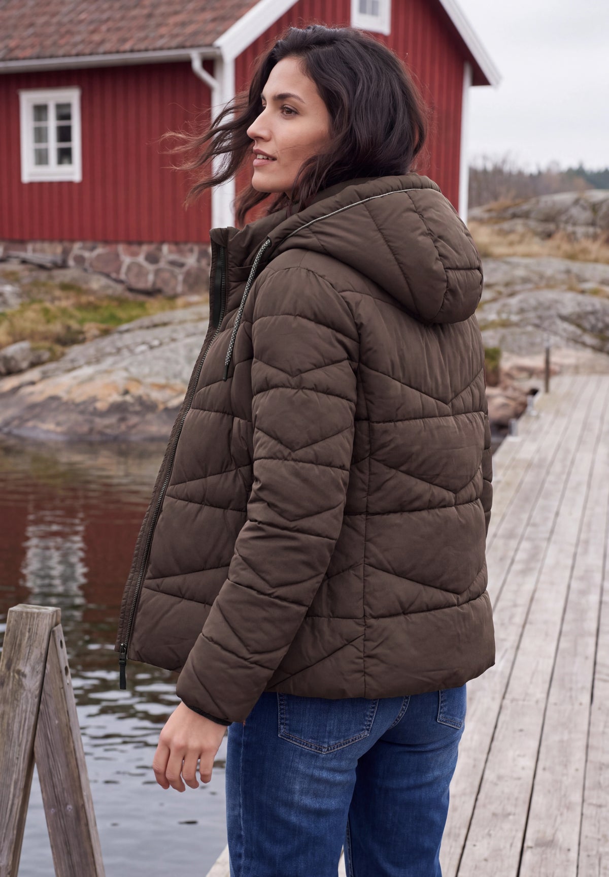 CECIL Damen Steppjacke mit Kapuze - Schokoladenbraun chocolate sauce brown