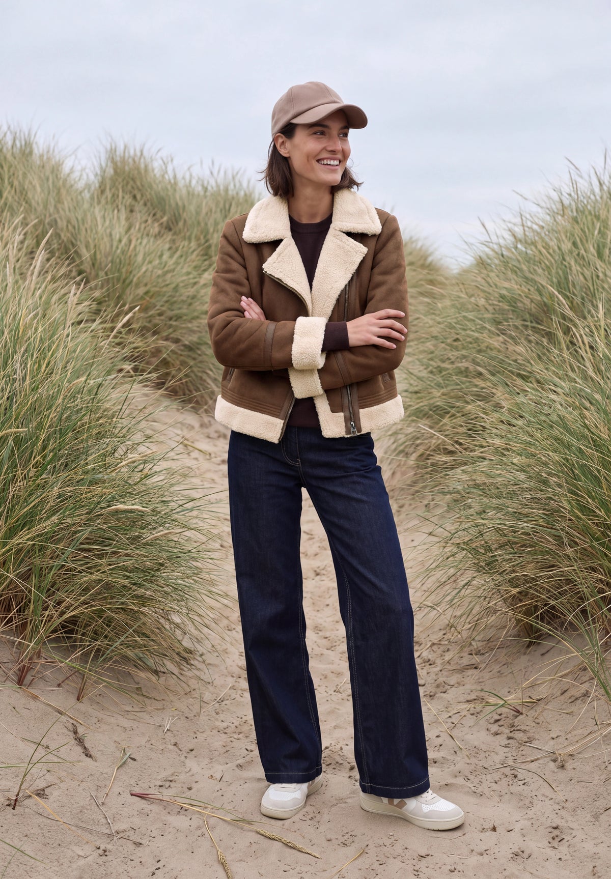 CECIL Damen Veloursjacke mit Teddy-Details - Mokkabraun mocha brown