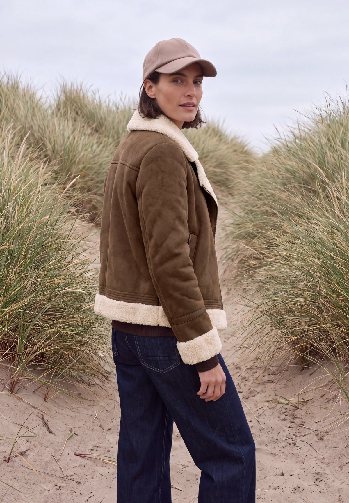 CECIL Damen Veloursjacke mit Teddy-Details - Mokkabraun mocha brown