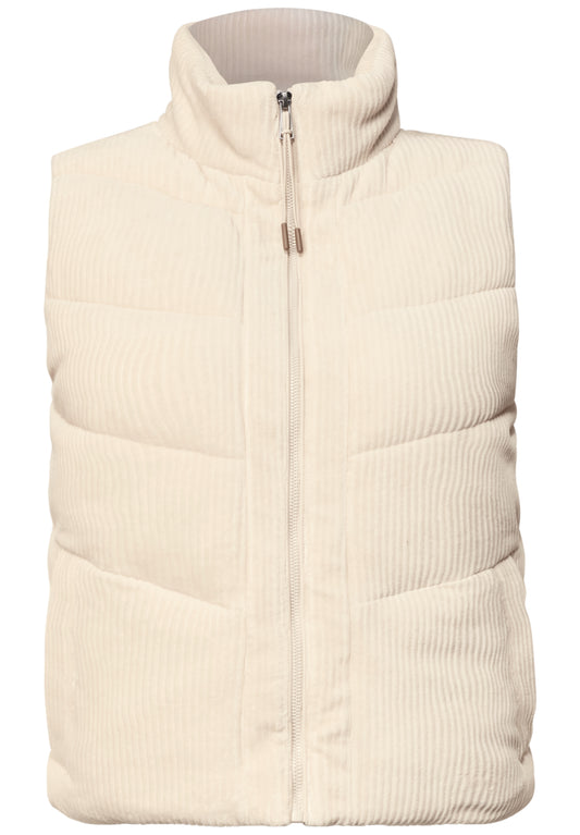 CECIL Damen Cord-Weste mit Steppmuster - Perlbeige pearl beige