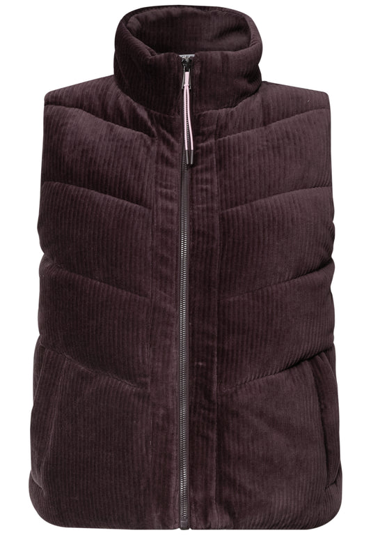 CECIL Damen Cord-Weste mit Steppmuster - Beerenrot berry red