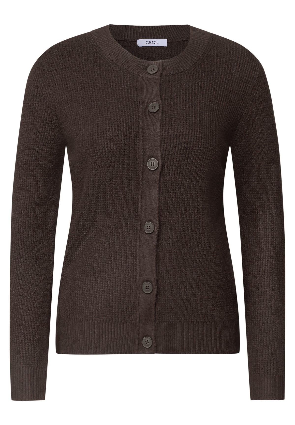 CECIL Damen Cardigan mit Rundhals und Knopfleiste - Trüffelbraun truffle brown