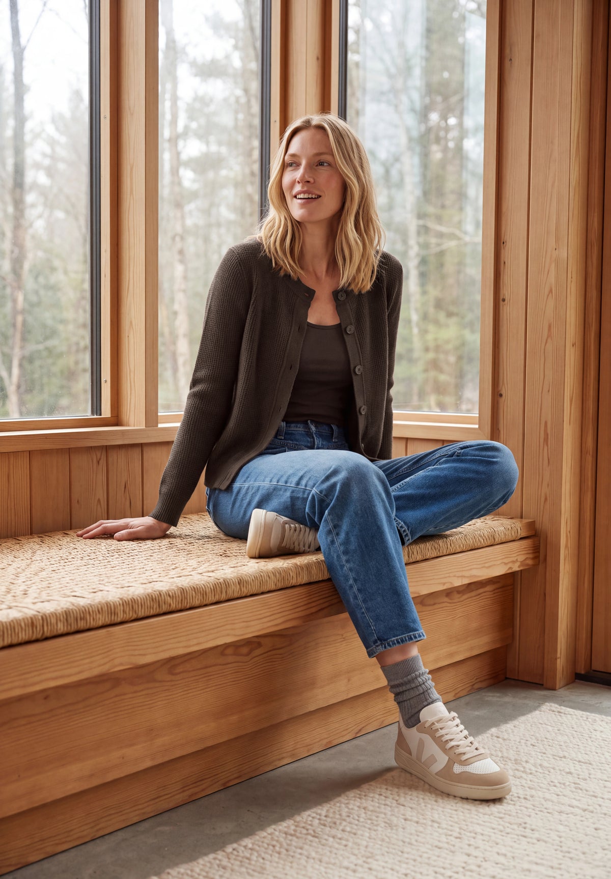 CECIL Damen Cardigan mit Rundhals und Knopfleiste - Trüffelbraun truffle brown