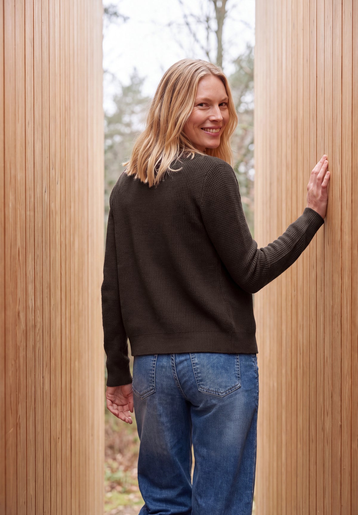 CECIL Damen Cardigan mit Rundhals und Knopfleiste - Trüffelbraun truffle brown