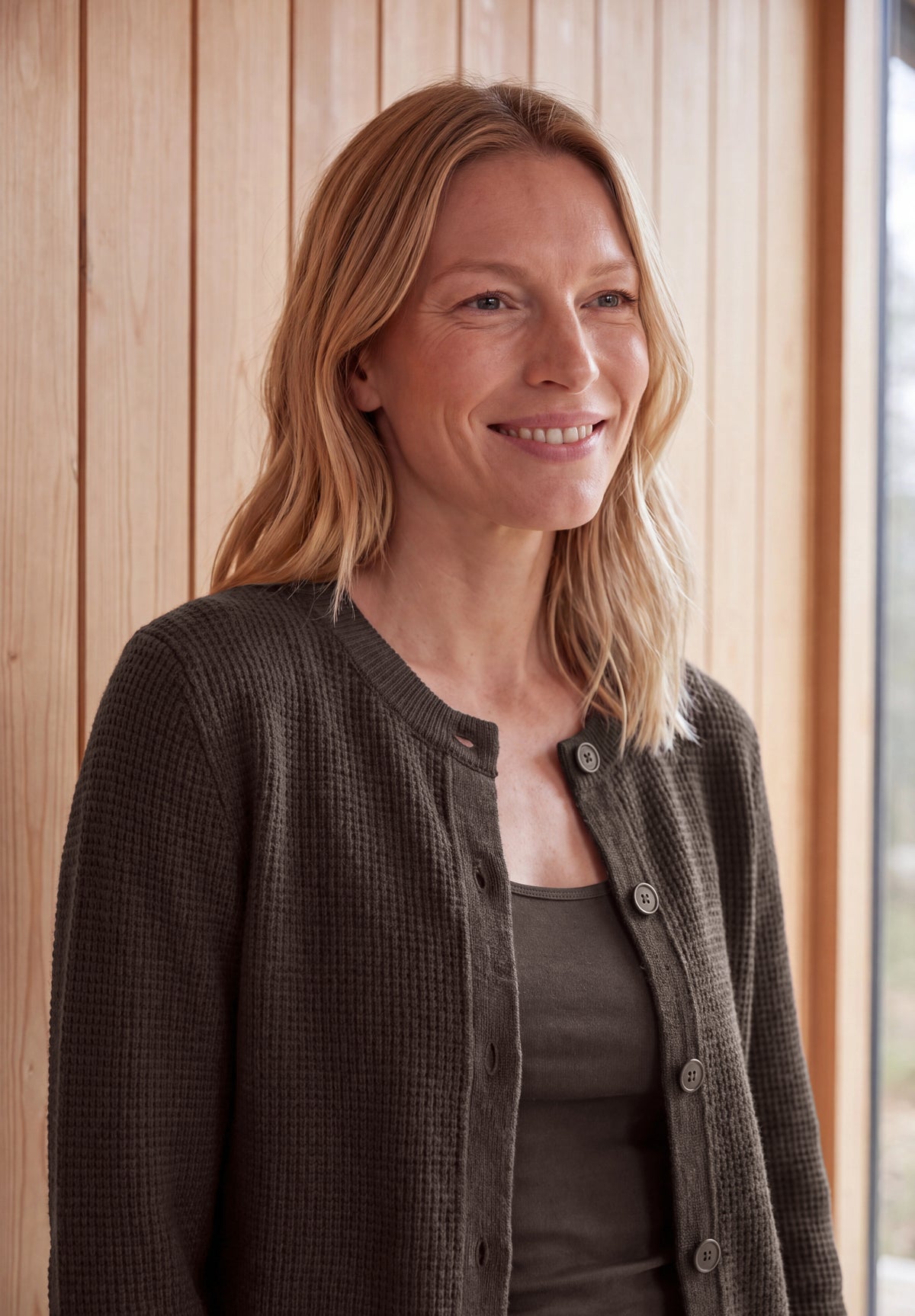 CECIL Damen Cardigan mit Rundhals und Knopfleiste - Trüffelbraun truffle brown