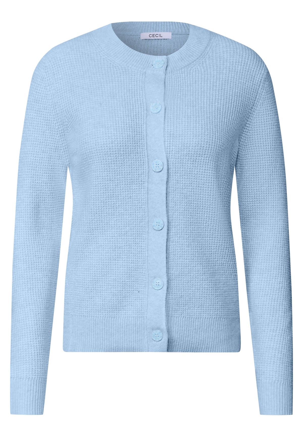 CECIL Damen Cardigan mit Rundhals und Knopfleiste - Blau meliert cosmopolitan blue melange