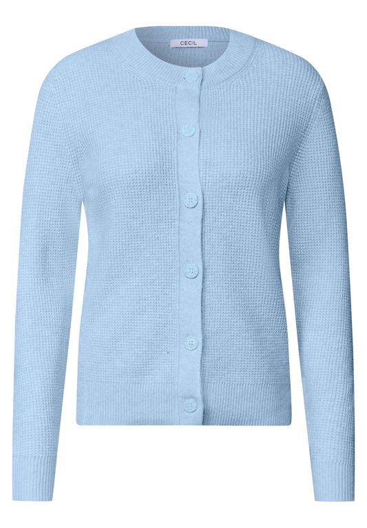 CECIL Damen Cardigan mit Rundhals und Knopfleiste - Blau meliert cosmopolitan blue melange