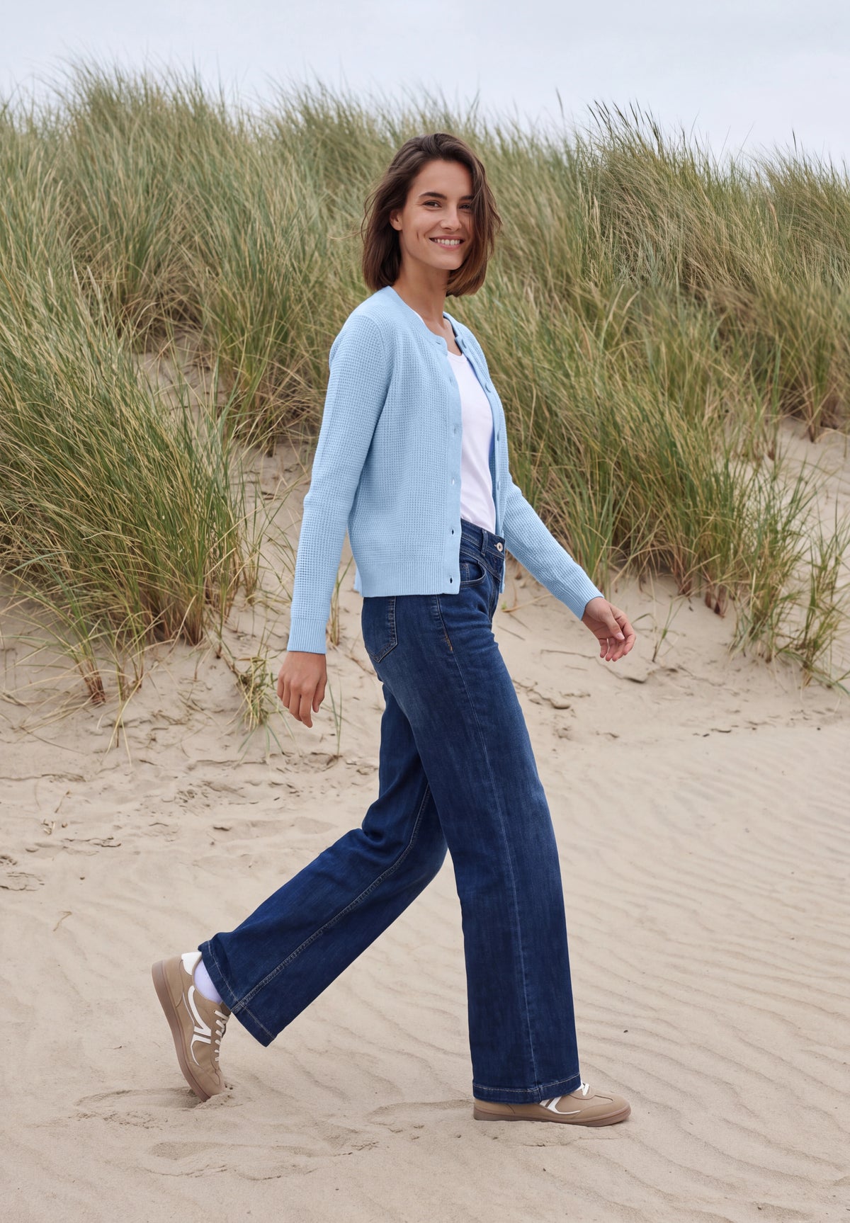 CECIL Damen Cardigan mit Rundhals und Knopfleiste - Blau meliert cosmopolitan blue melange