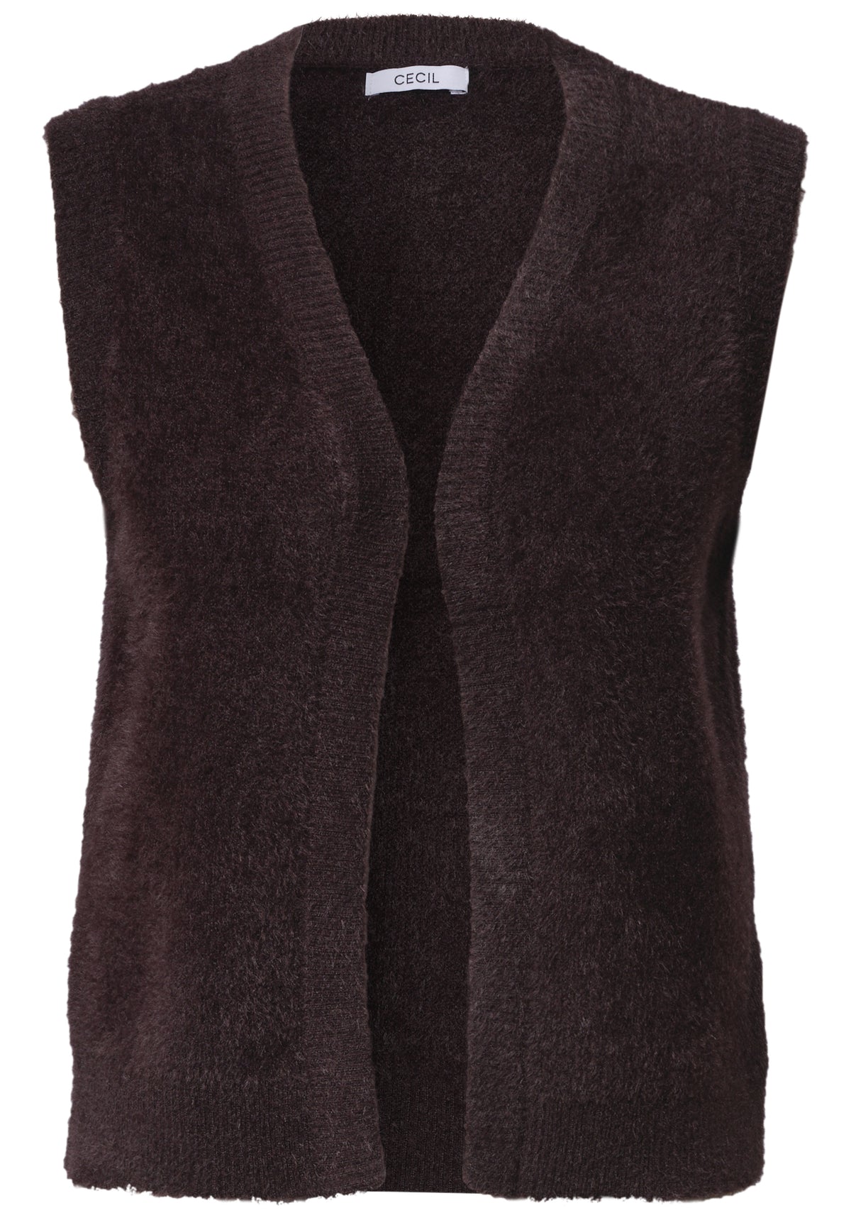 CECIL Damen Offene Federgarn-Weste - Beerenrot berry red