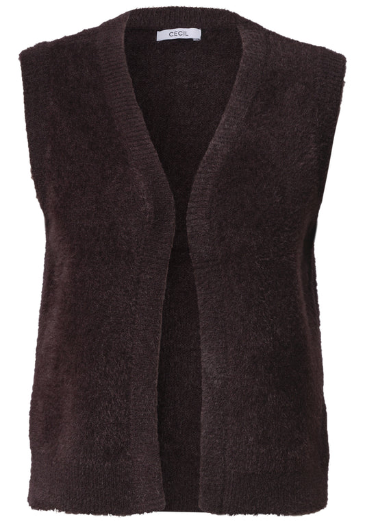 CECIL Damen Offene Federgarn-Weste - Beerenrot berry red
