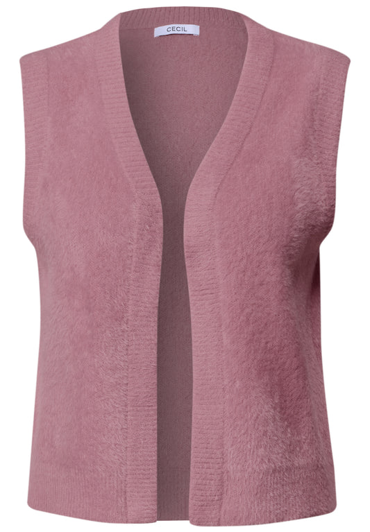 CECIL Damen Offene Federgarn-Weste - Rosé velvet rose
