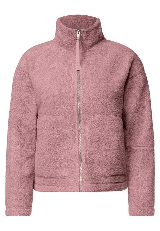 CECIL Damen Teddyjacke mit Stehkragen und Zipper - Rosa velvet rose