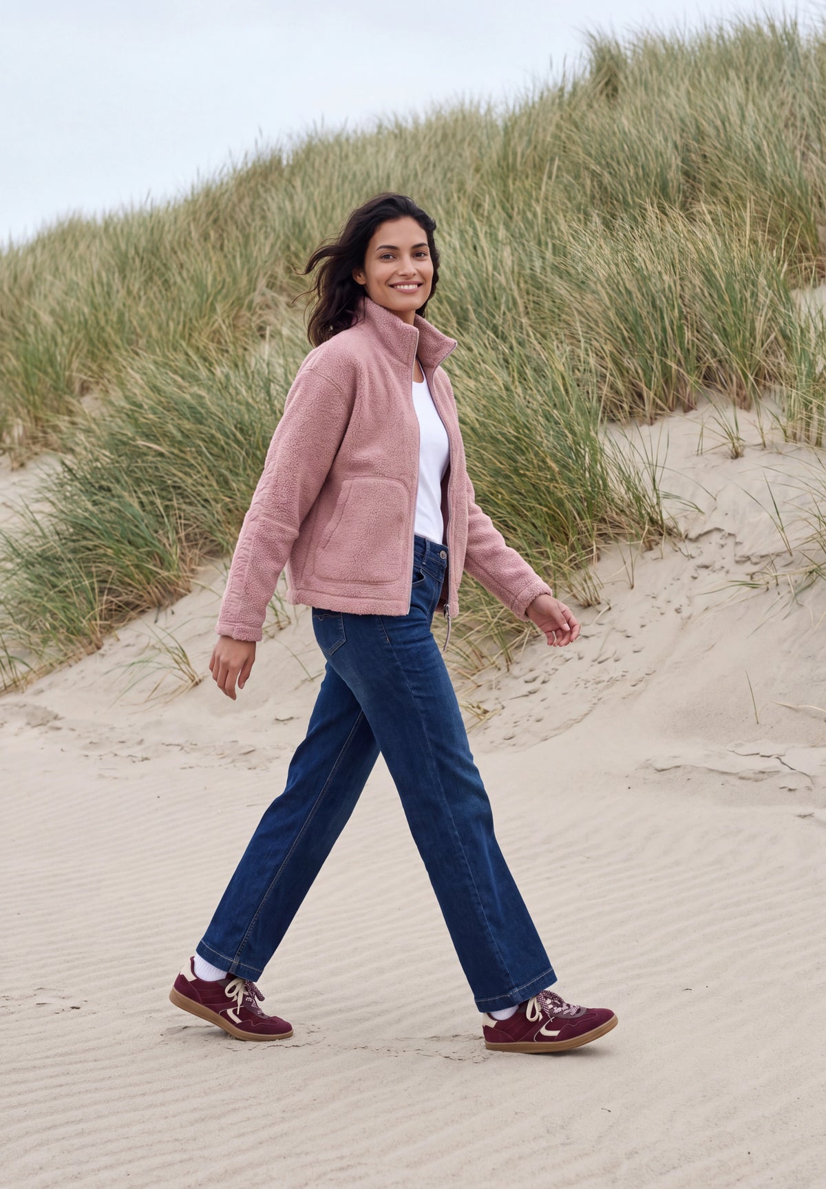 CECIL Damen Teddyjacke mit Stehkragen und Zipper - Rosa velvet rose
