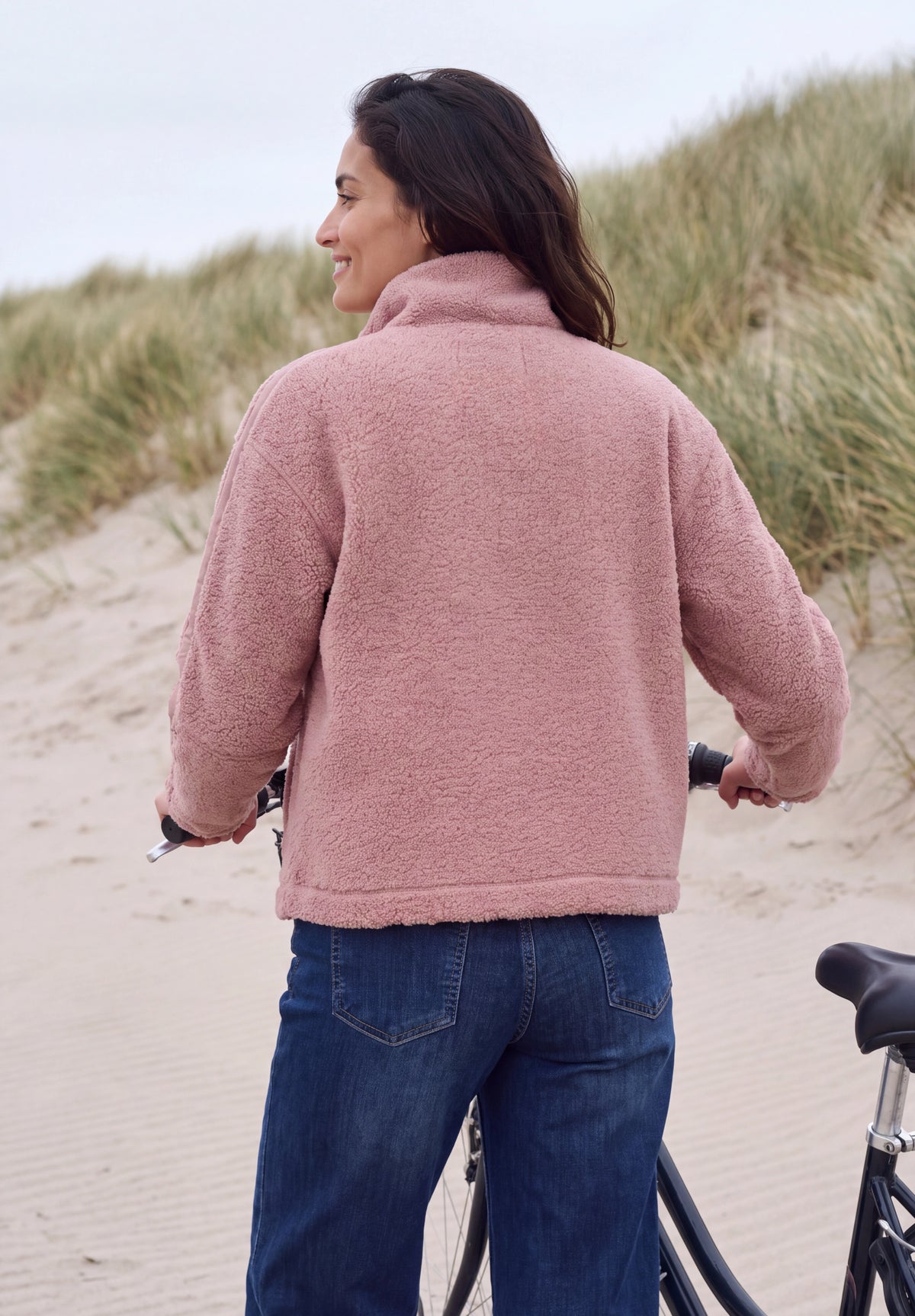 CECIL Damen Teddyjacke mit Stehkragen und Zipper - Rosa velvet rose