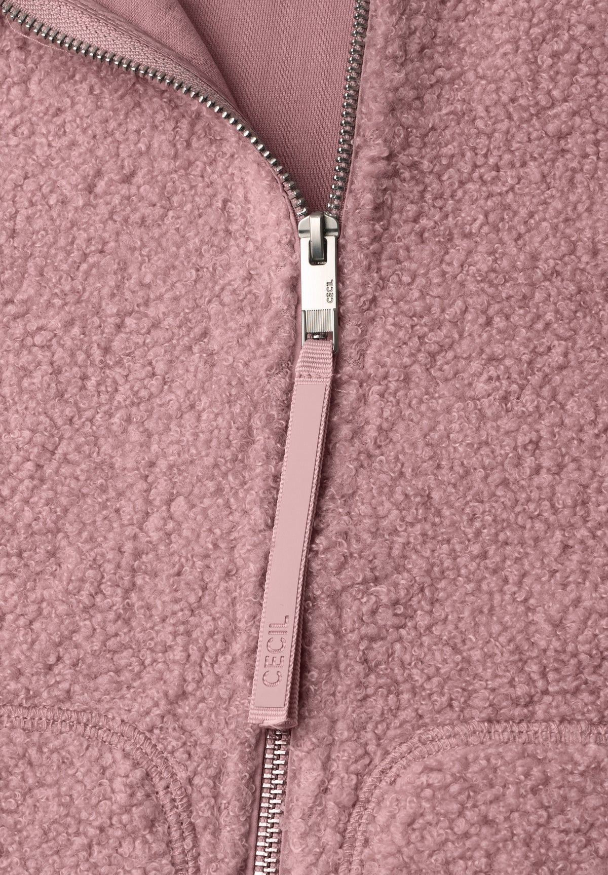 CECIL Damen Teddyjacke mit Stehkragen und Zipper - Rosa velvet rose