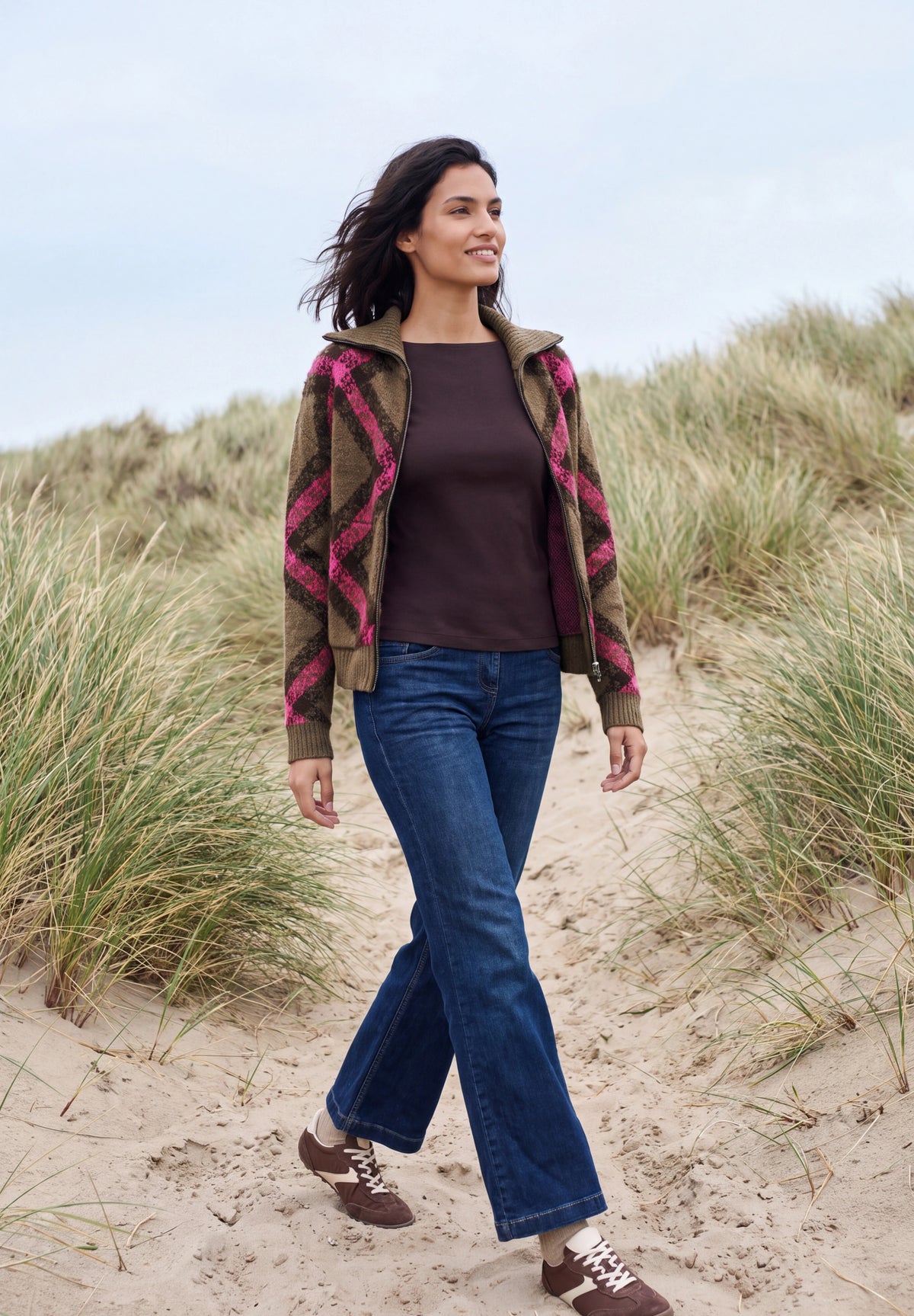 CECIL Damen Federgarn-Cardigan mit Troyerkragen - Pink pink flash