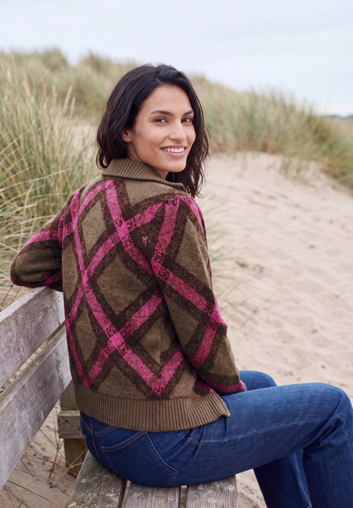 CECIL Damen Federgarn-Cardigan mit Troyerkragen - Pink pink flash