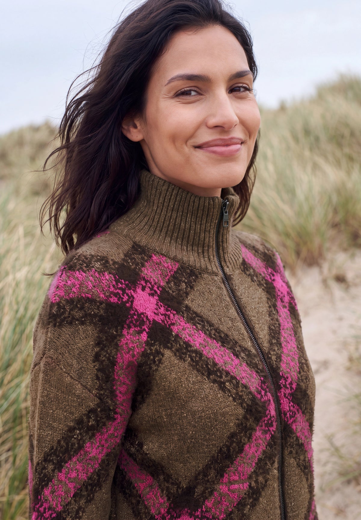 CECIL Damen Federgarn-Cardigan mit Troyerkragen - Pink pink flash