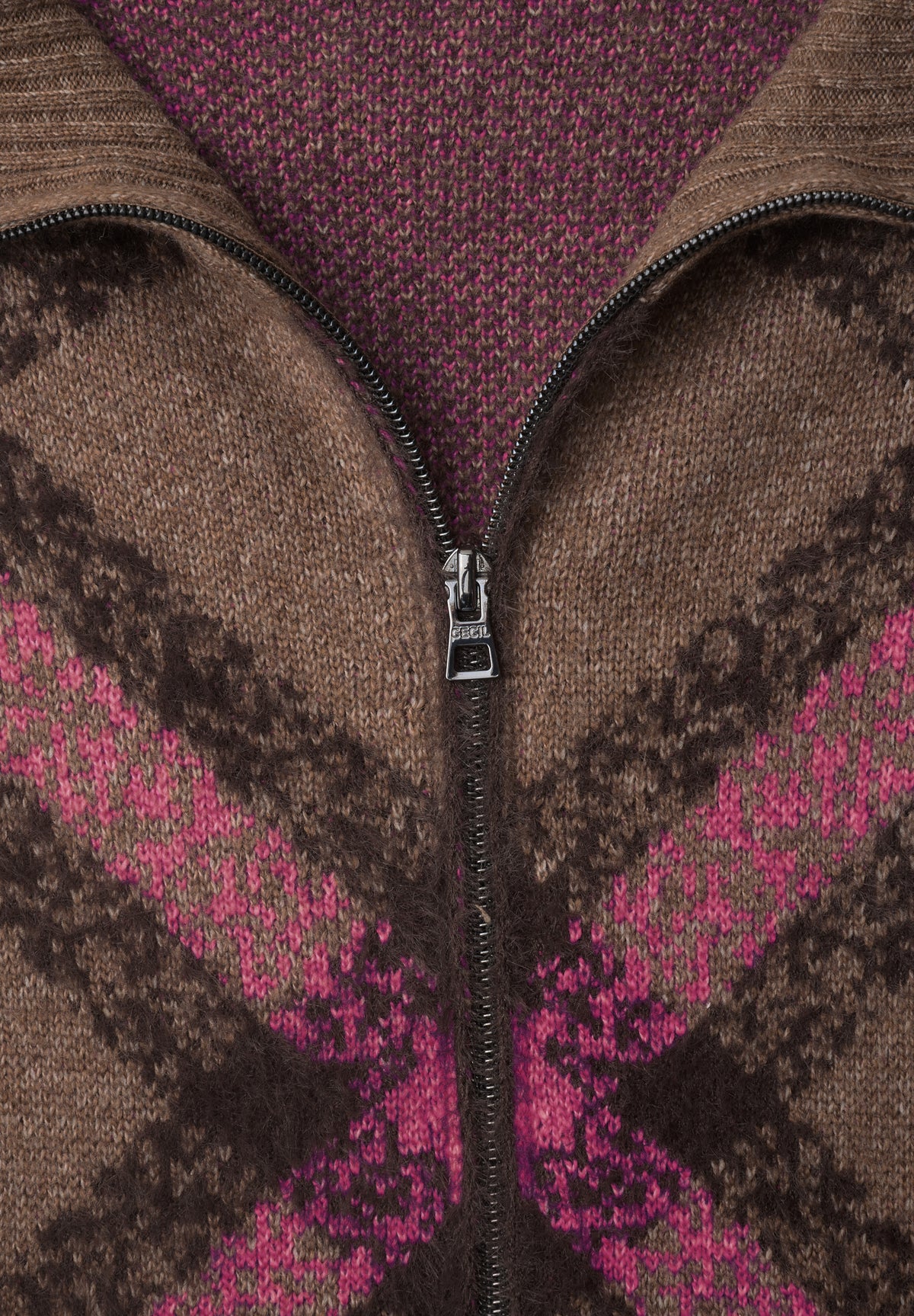 CECIL Damen Federgarn-Cardigan mit Troyerkragen - Pink pink flash