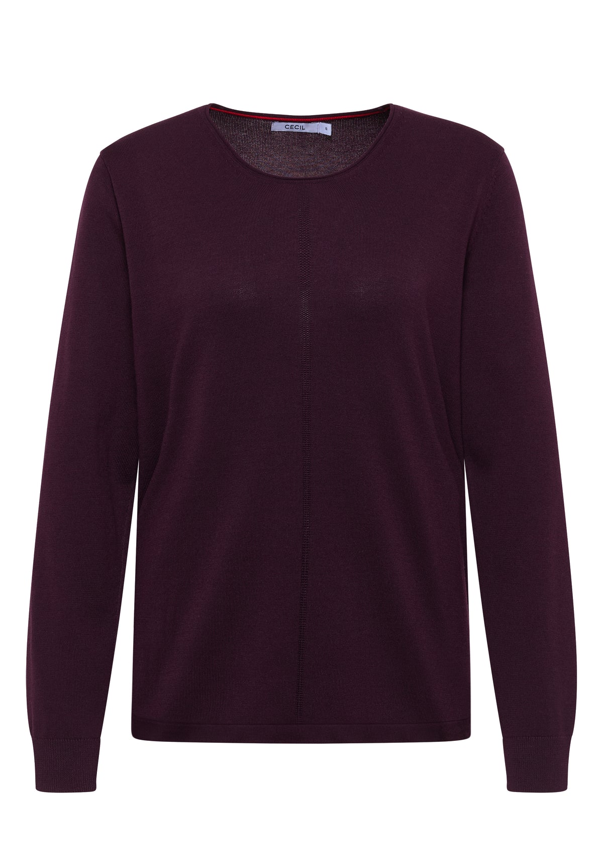 CECIL Damen Basic Pullover mit Rundhals - Auberginenrot eggplant red