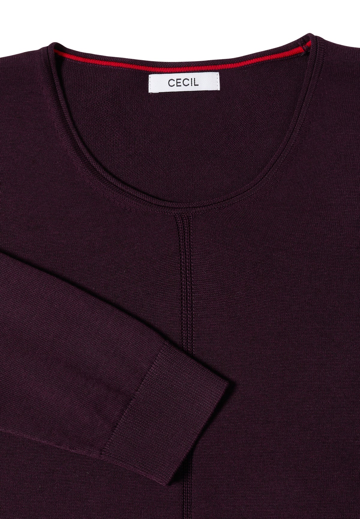CECIL Damen Basic Pullover mit Rundhals - Auberginenrot eggplant red