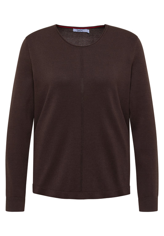 CECIL Damen Basic Pullover mit Rundhals - Braun truffle brown