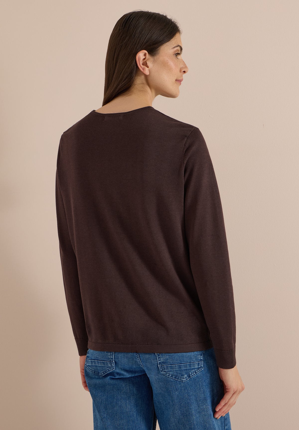 CECIL Damen Basic Pullover mit Rundhals - Braun truffle brown