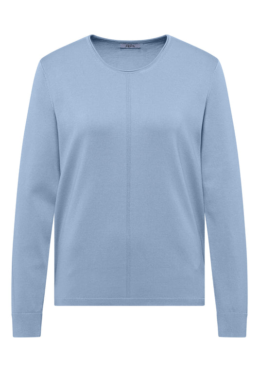 CECIL Damen Basic Pullover mit Rundhals - Blau easy blue