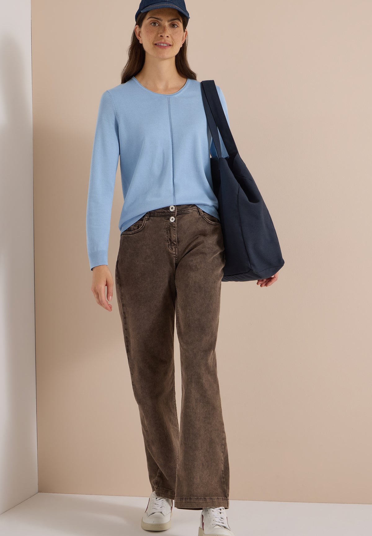 CECIL Damen Basic Pullover mit Rundhals - Blau easy blue