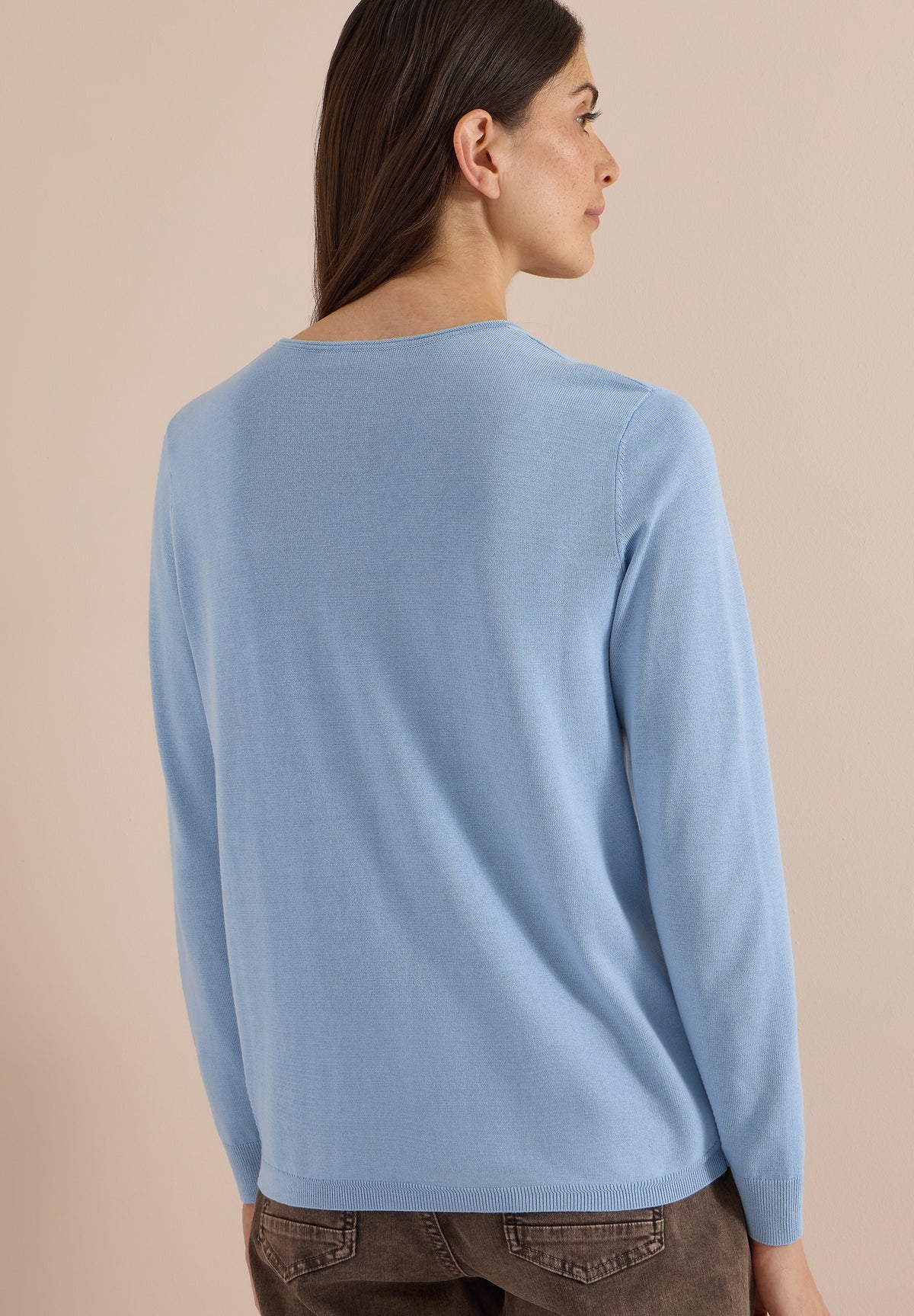 CECIL Damen Basic Pullover mit Rundhals - Blau easy blue