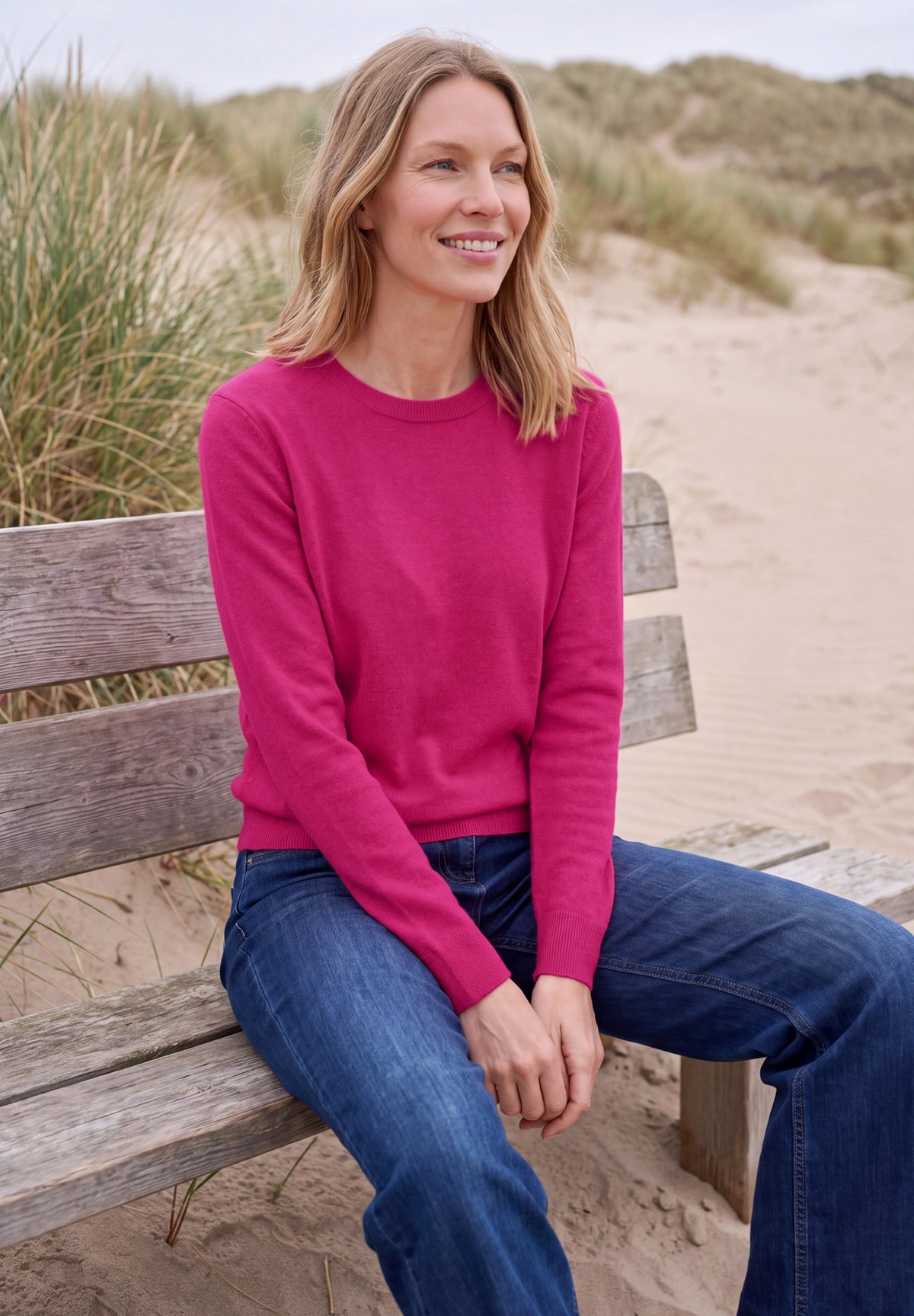 CECIL Damen Strickpullover mit Rundhals - Pink meliert pink flash melange