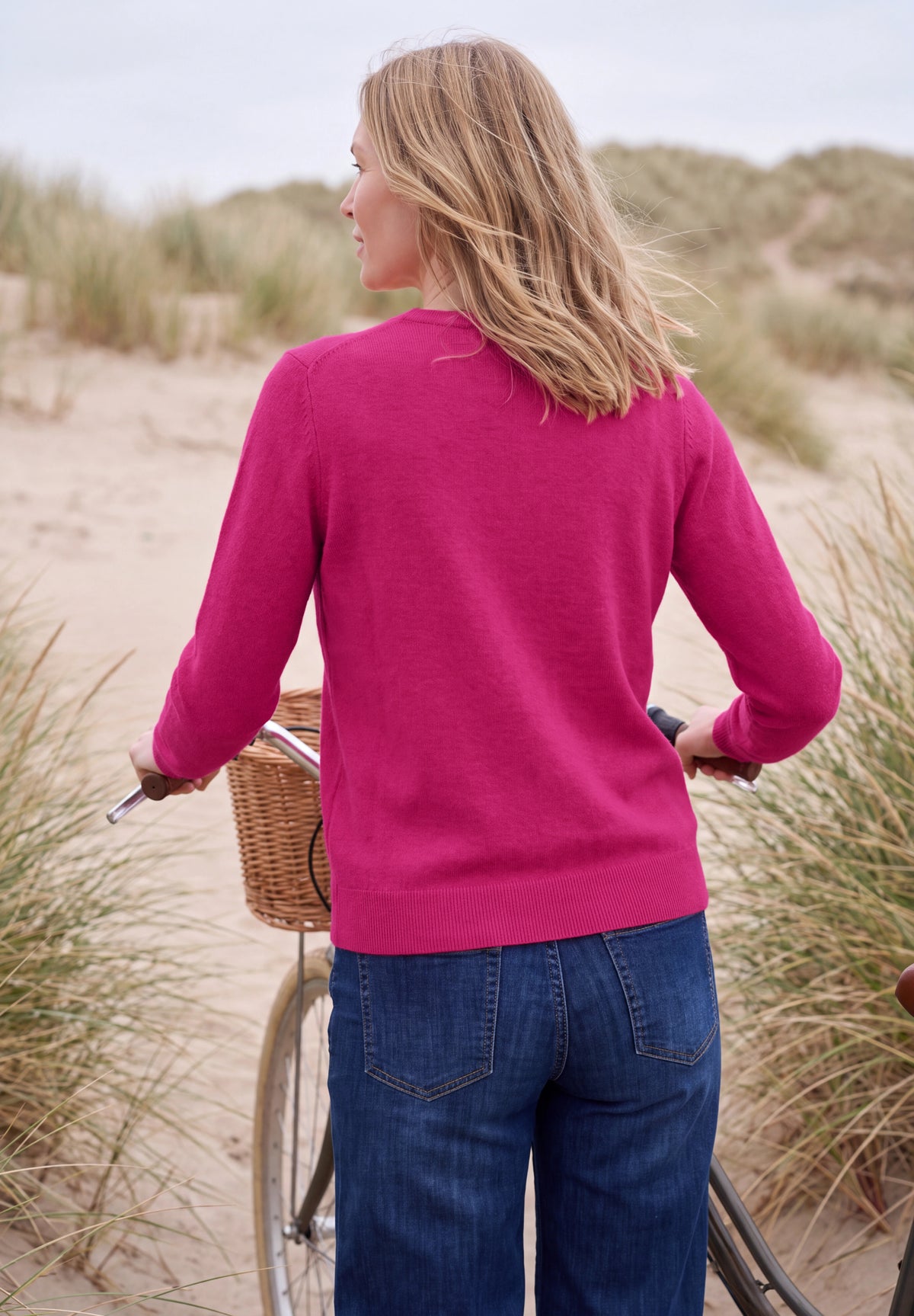 CECIL Damen Strickpullover mit Rundhals - Pink meliert pink flash melange