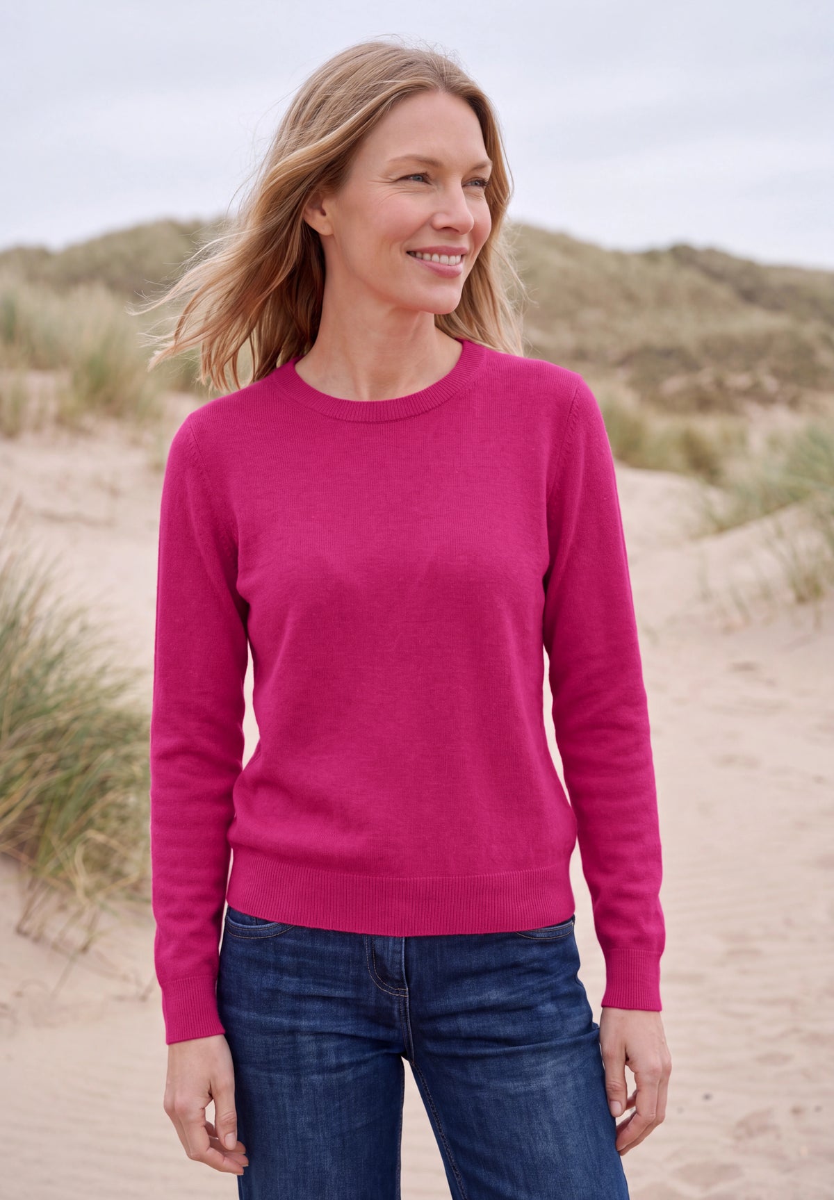 CECIL Damen Strickpullover mit Rundhals - Pink meliert pink flash melange