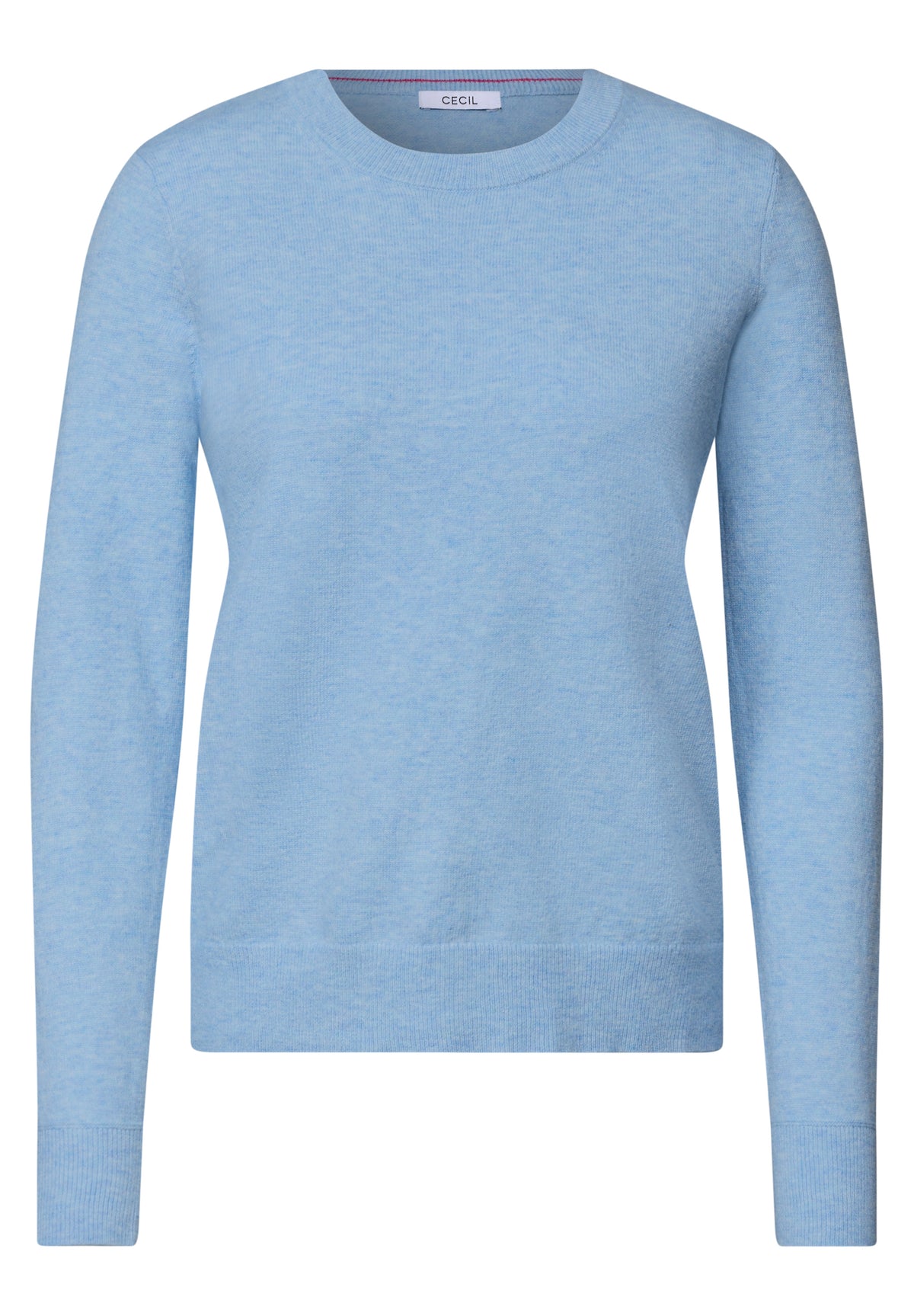 CECIL Damen Pullover mit Rundhals - Blau meliert cosmopolitan blue melange