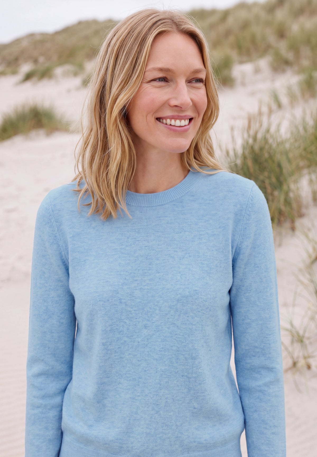 CECIL Damen Pullover mit Rundhals - Blau meliert cosmopolitan blue melange
