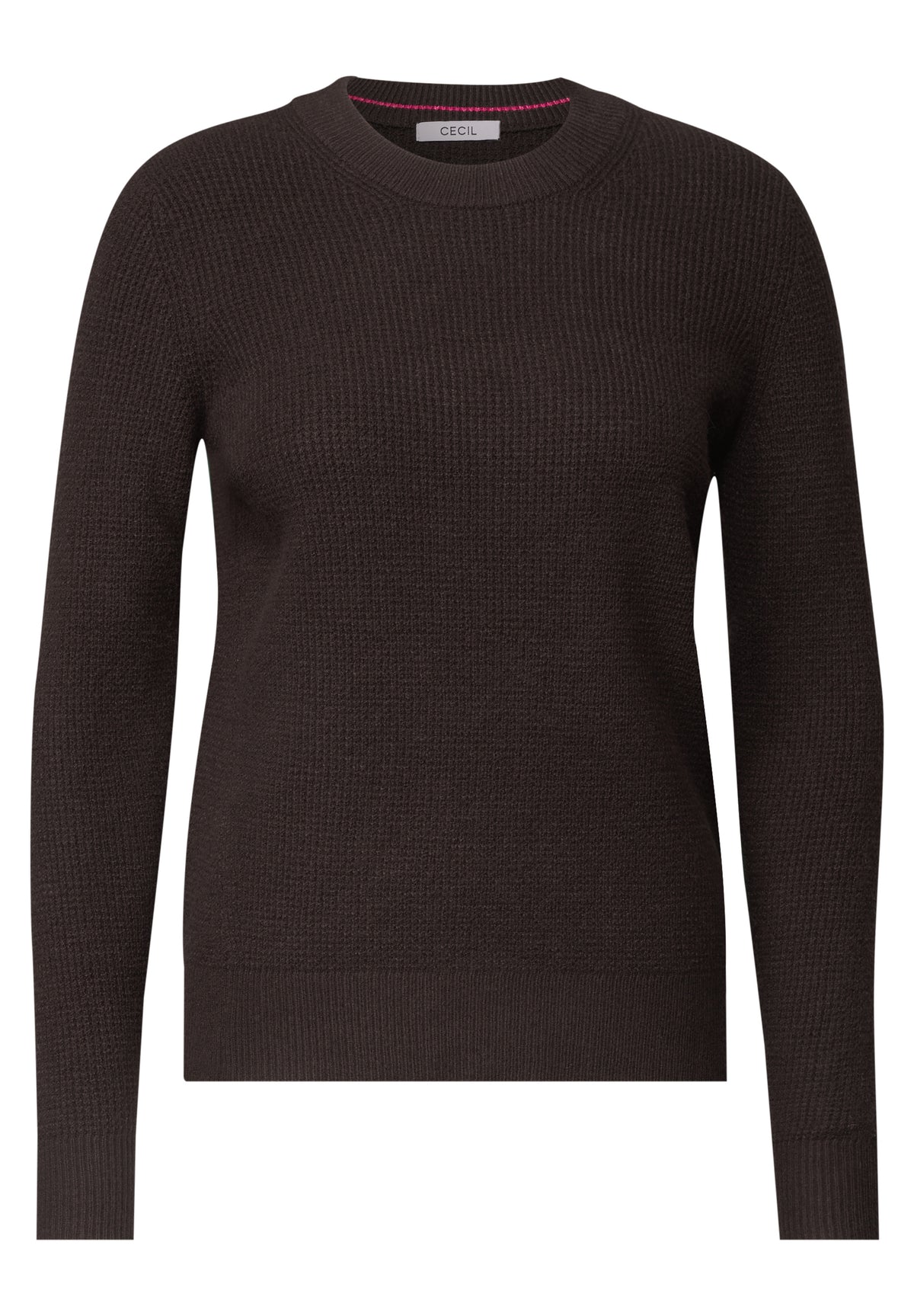 CECIL Damen Strukturpullover mit Rundhals - Braun truffle brown