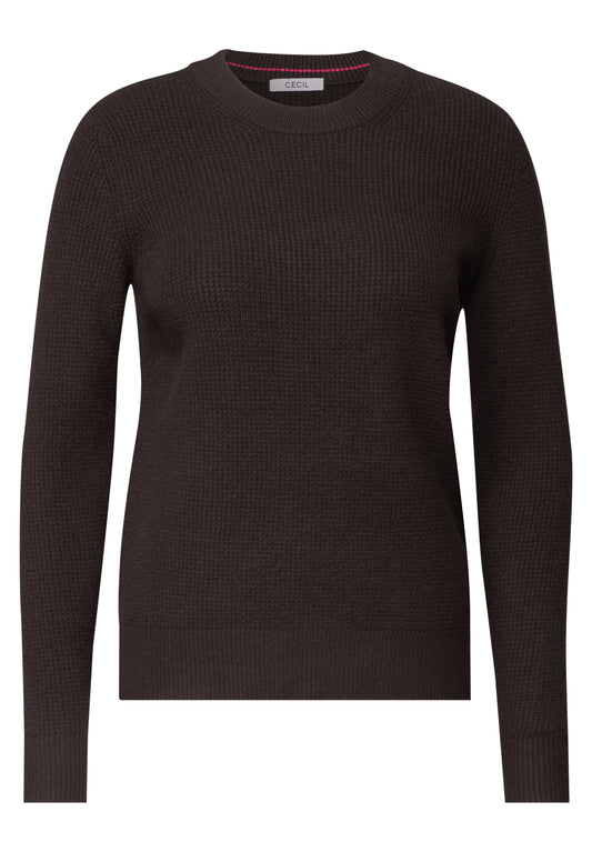 CECIL Damen Strukturpullover mit Rundhals - Braun truffle brown