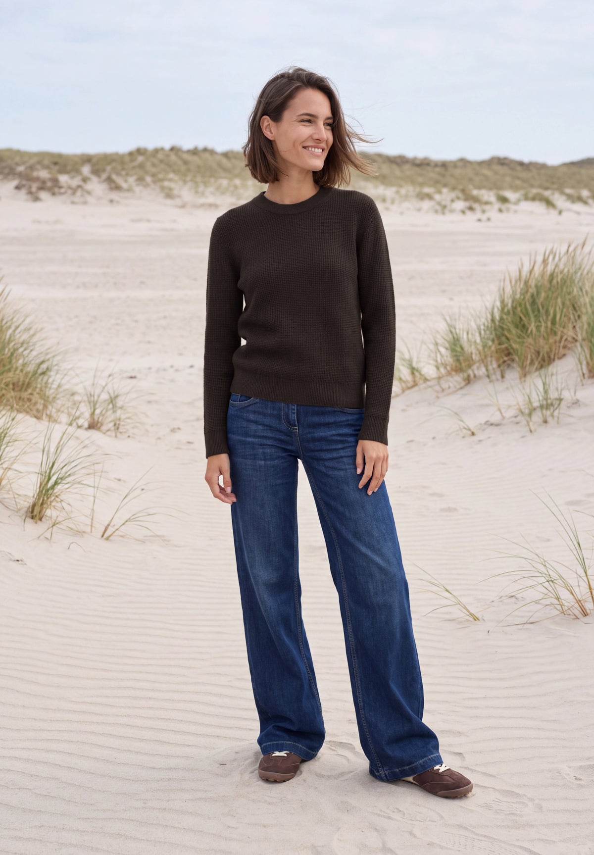 CECIL Damen Strukturpullover mit Rundhals - Braun truffle brown