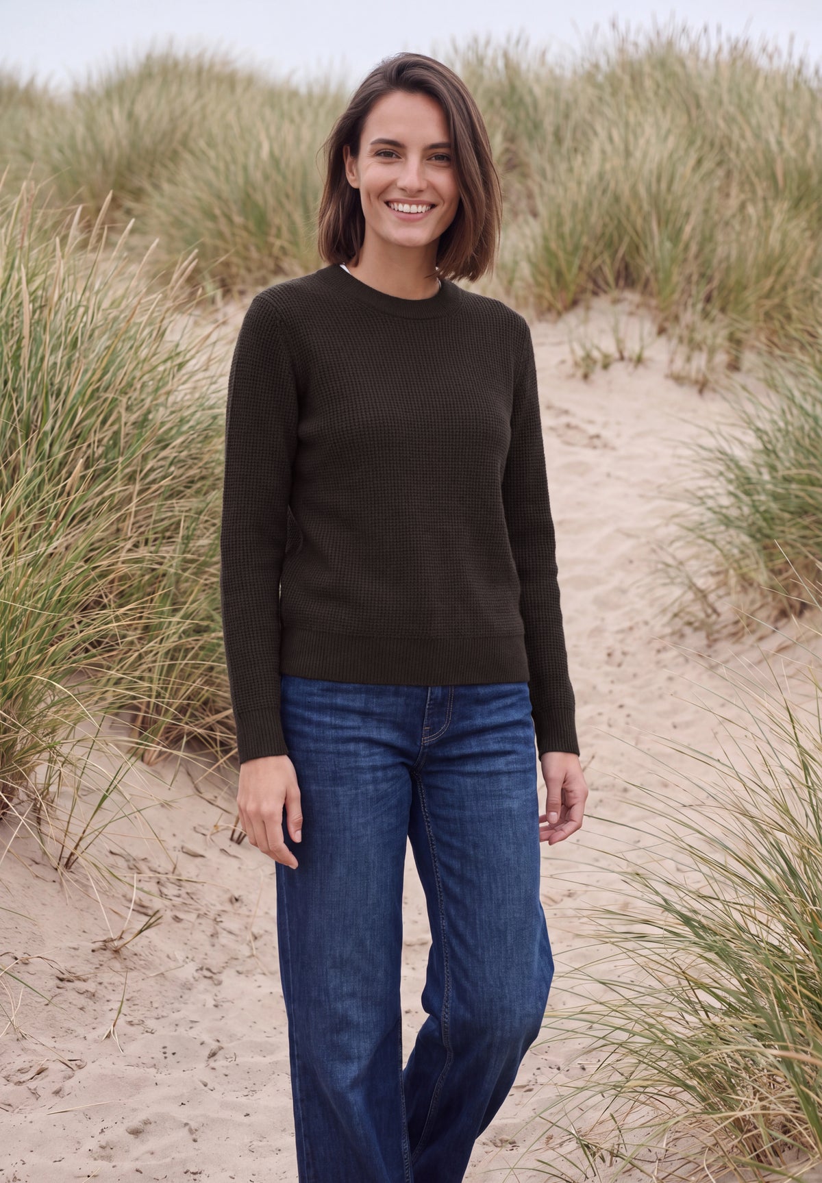 CECIL Damen Strukturpullover mit Rundhals - Braun truffle brown