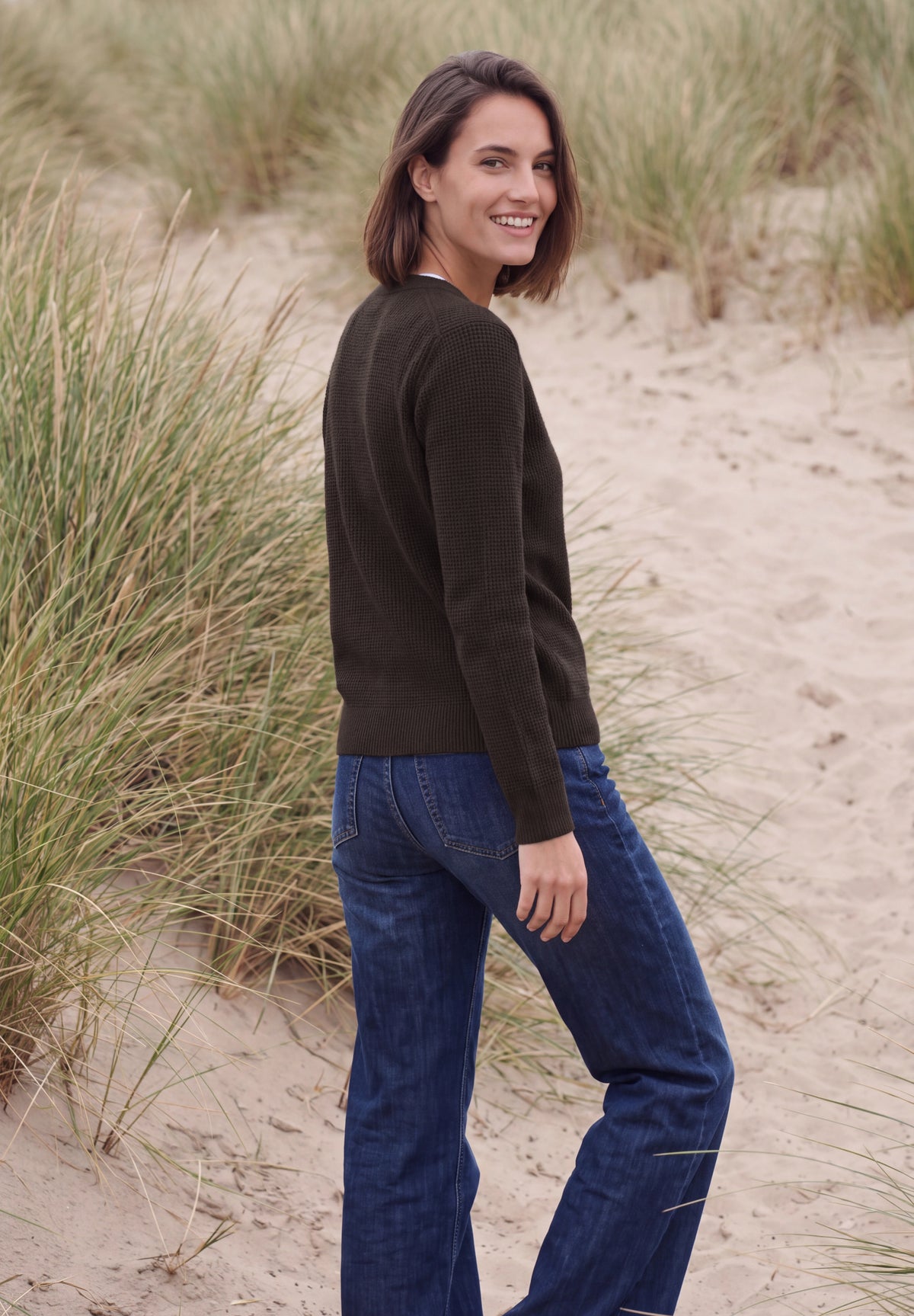 CECIL Damen Strukturpullover mit Rundhals - Braun truffle brown