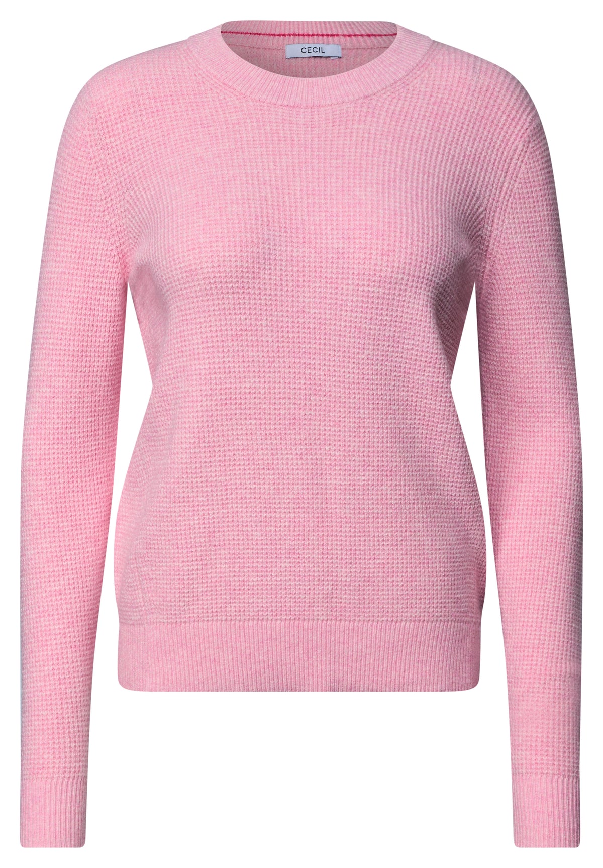 CECIL Damen Strukturpullover mit Rundhals - Rosa meliert mellow rose melange