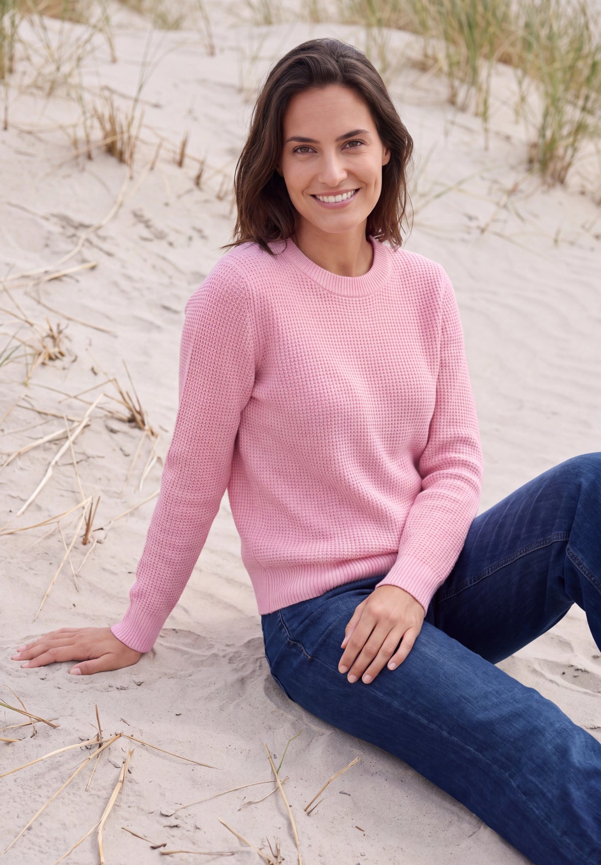 CECIL Damen Strukturpullover mit Rundhals - Rosa meliert mellow rose melange