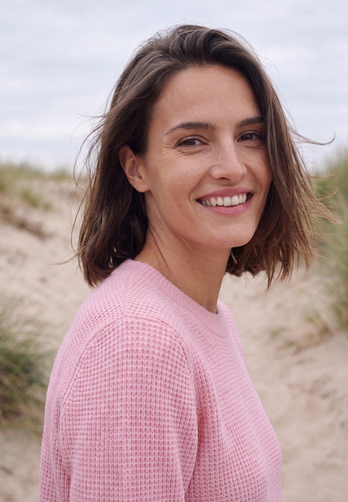CECIL Damen Strukturpullover mit Rundhals - Rosa meliert mellow rose melange