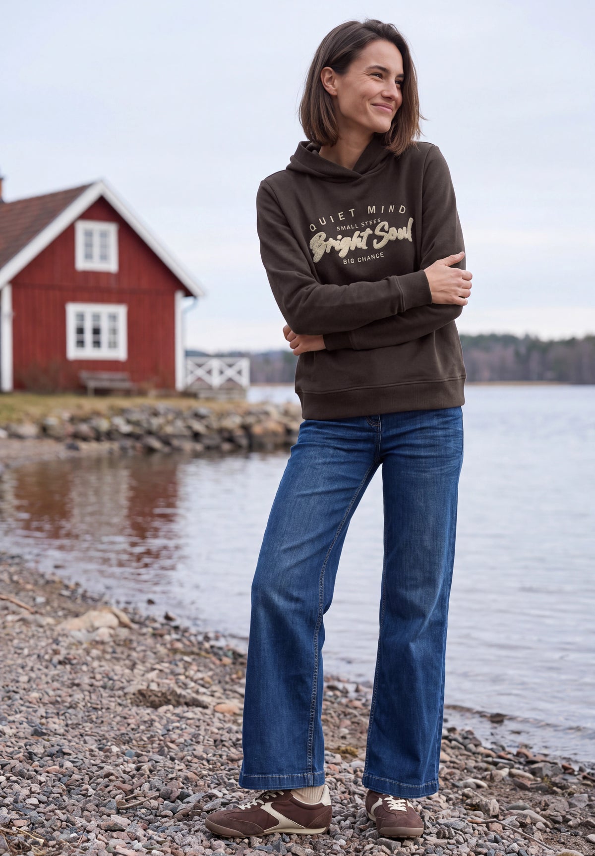 CECIL Damen Hoodie-Sweatshirt mit Rippdetails - Trüffelbraun truffle brown