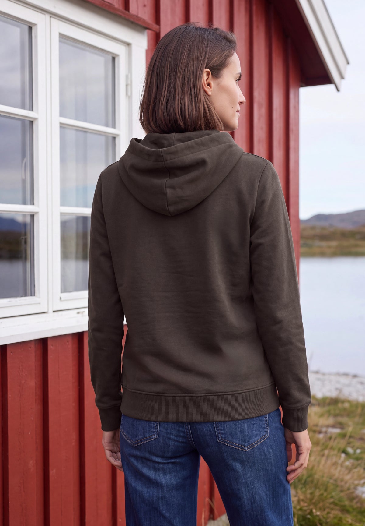 CECIL Damen Hoodie-Sweatshirt mit Rippdetails - Trüffelbraun truffle brown